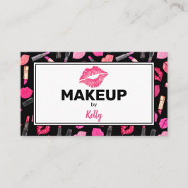 Tarjeta De Visita Artista de maquillaje acuático Glam Gold Pink Busi