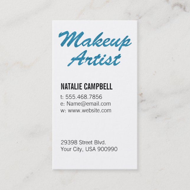 Tarjeta De Visita Artista de maquillaje / Aqua Blue (Anverso)