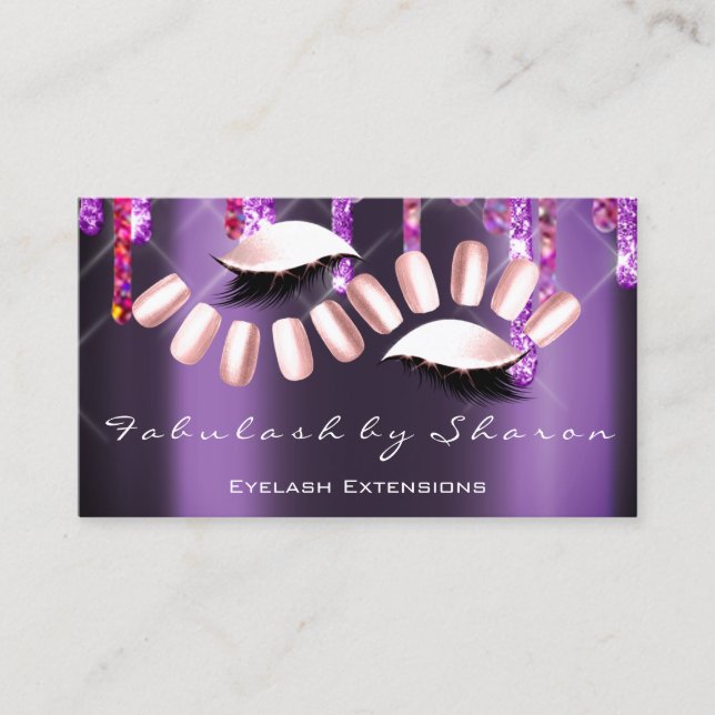 Tarjeta De Visita Artista de maquillaje artista de uñas pink violet  (Anverso)