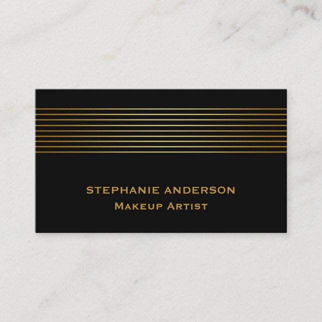 Tarjeta De Visita Artista de maquillaje audaz y elegante con rayas d (Anverso)