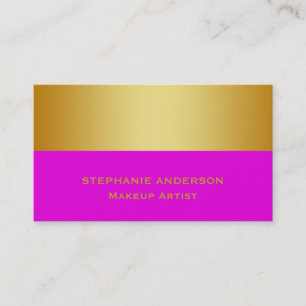 Tarjeta De Visita Artista de maquillaje audaz y elegante de oro púrp