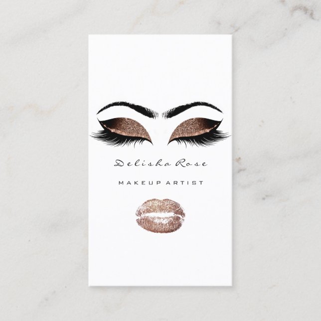 Tarjeta De Visita Artista de maquillaje azota a Purpurina Cebrows Cu (Anverso)