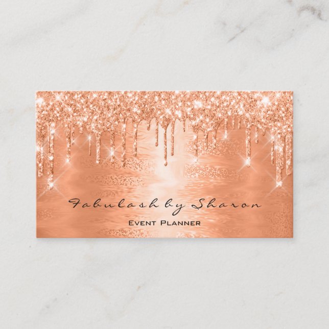 Tarjeta De Visita Artista de maquillaje azota a Purpurina Drin Coral (Anverso)