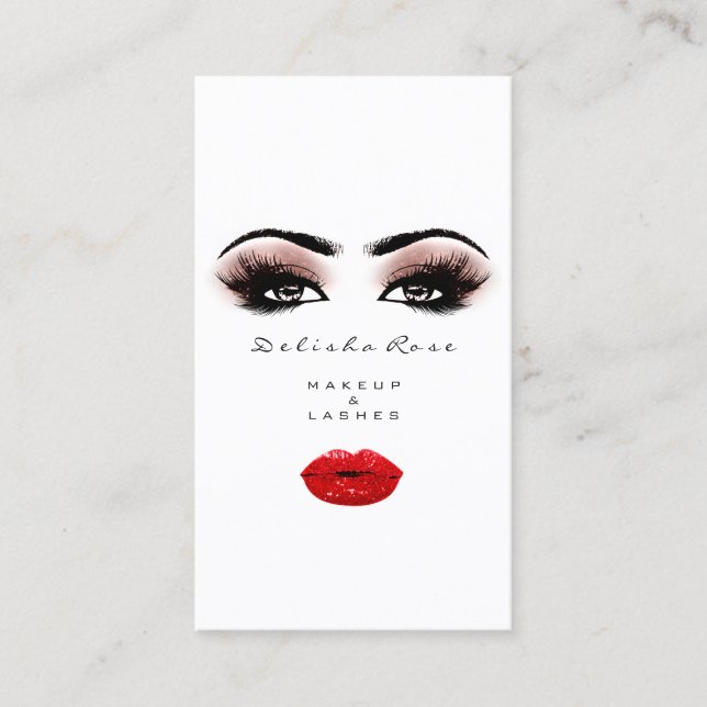 Tarjeta De Visita Artista de maquillaje azota un beso de labios rojo (Anverso)