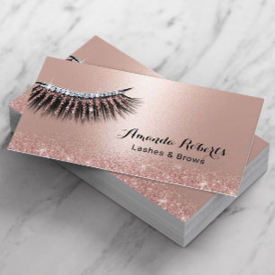 Tarjeta De Visita Artista de maquillaje azotes Rosa Purpurina de oro