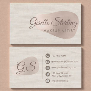 Tarjeta De Visita Artista de Maquillaje Beige Lino Belleza