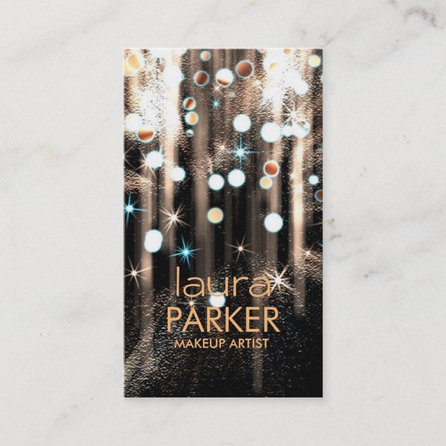 Tarjeta De Visita Artista de maquillaje Belleza Purpurina Brown (Anverso)