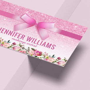 Tarjeta De Visita Artista de maquillaje Belleza Purpurina Rosa Flora