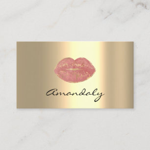 Tarjeta De Visita Artista de maquillaje besó los labios de oro único