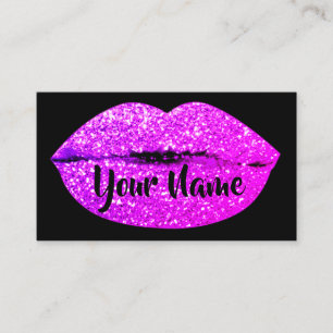 Tarjeta De Visita Artista de maquillaje Black Pink Kiss levanta Purp