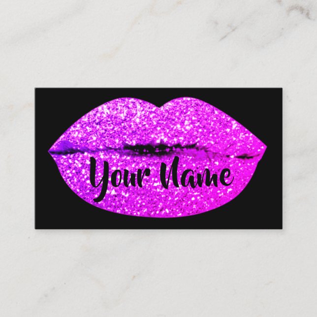 Tarjeta De Visita Artista de maquillaje Black Pink Kiss Lips Sugar P (Anverso)