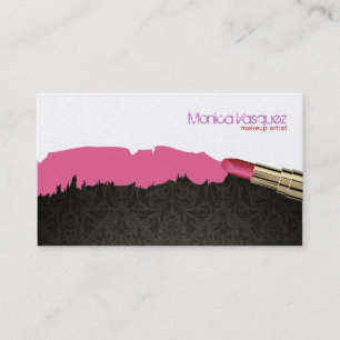 Tarjeta De Visita Artista de maquillaje blanco y negro elegante de