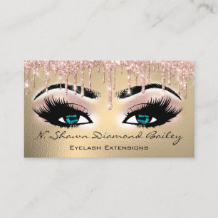 Tarjeta De Visita Artista de maquillaje Blue Eyelash Rosa Gold
