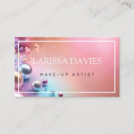 Tarjeta De Visita Artista de maquillaje brillante de perlas rosa pas