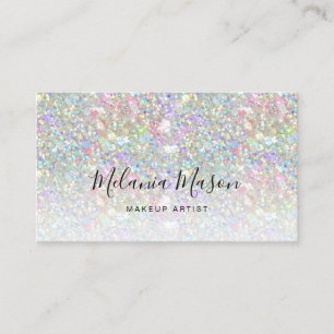 Tarjeta De Visita Artista de Maquillaje Brillante Holográfico Negro 