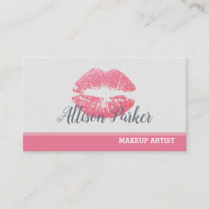 Tarjeta De Visita Artista de Maquillaje Brillo de Labios Rosados E