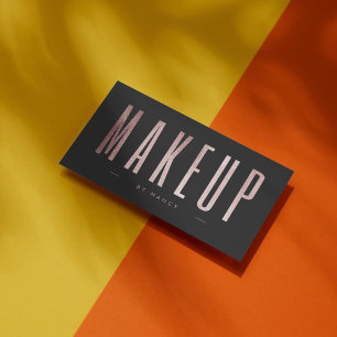 Tarjeta De Visita Artista de Maquillaje Brillo Rosa Dorado