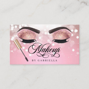 Tarjeta De Visita Artista de maquillaje Brow Eyelash Purpurina Rosa