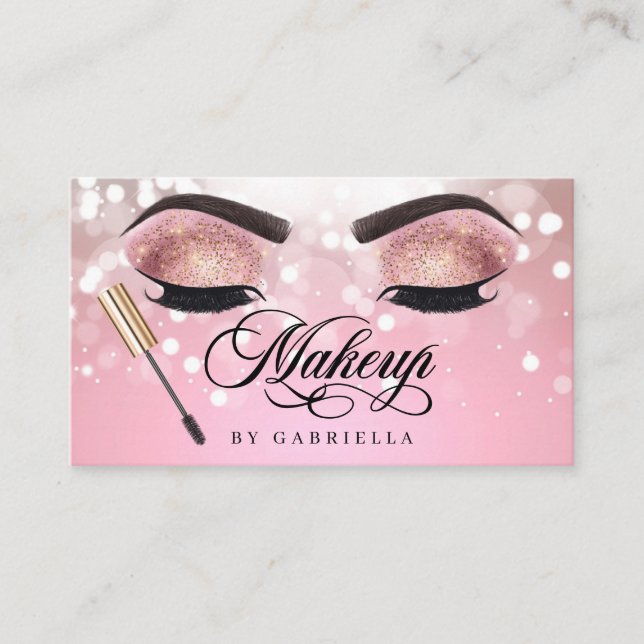 Tarjeta De Visita Artista de maquillaje Brow Eyelash Purpurina Rosa (Anverso)