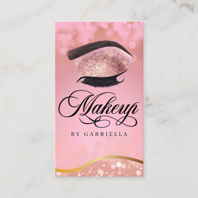 Tarjeta De Visita Artista de maquillaje Brow Eyelash Purpurina Rosa (Anverso)