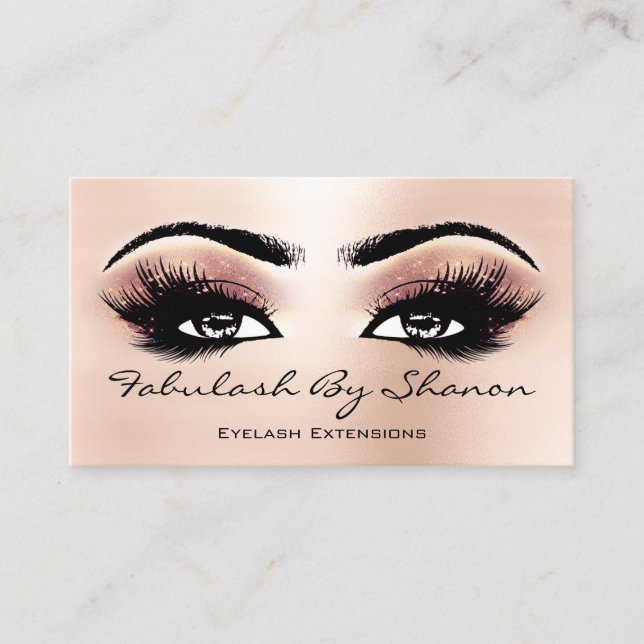 Tarjeta De Visita Artista de maquillaje Brow Eyelash Skinny Rosa (Anverso)