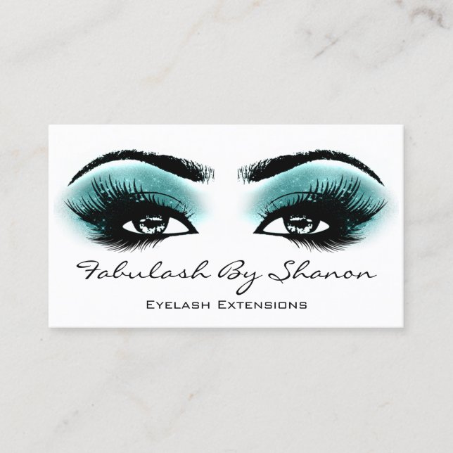 Tarjeta De Visita Artista de maquillaje Brow Eyelash Smoky Verde azu (Anverso)