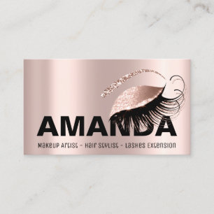 Tarjeta De Visita Artista de maquillaje Brown Salon Eyelash Rosa Dia
