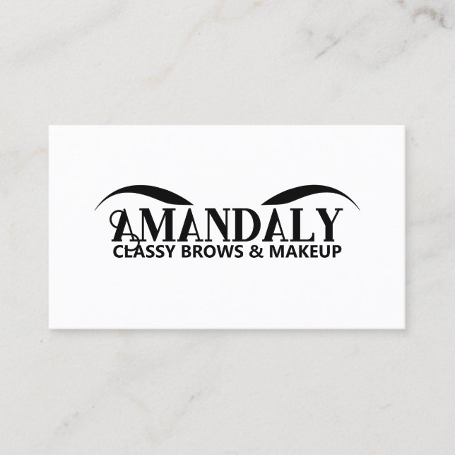Tarjeta De Visita Artista de maquillaje Brows QR LOGO Blanco negro (Anverso)