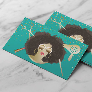 Tarjeta De Visita Artista de maquillaje Cabello estilista Afro Belle