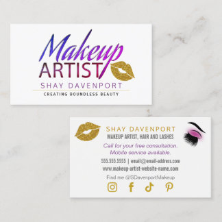 Tarjeta De Visita Artista de Maquillaje Cabello y Pestañas
