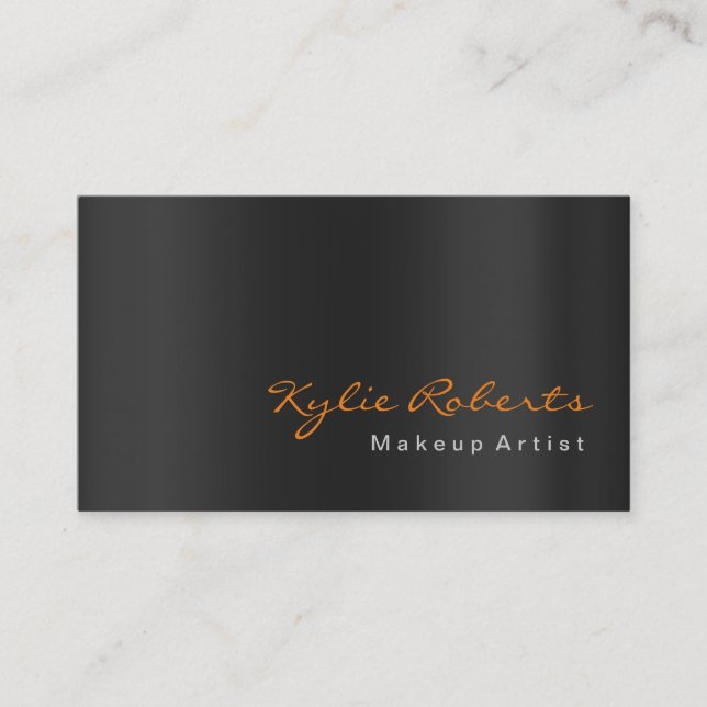 Tarjeta De Visita Artista de maquillaje caligrafía de Naranja gris n (Anverso)
