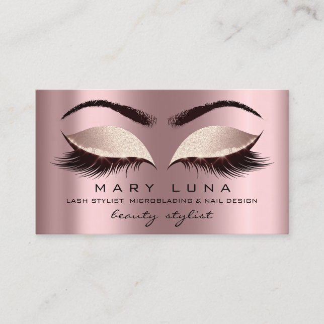 Tarjeta De Visita Artista de maquillaje cejas latigazos desatan Rosa (Anverso)