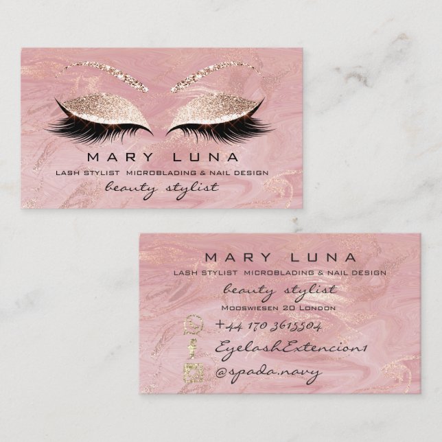 Tarjeta De Visita Artista de maquillaje cejas latir extensi Purpurin (Anverso / Reverso)