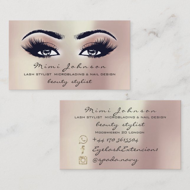 Tarjeta De Visita Artista de maquillaje cejas pestañas Esteticista R (Anverso / Reverso)