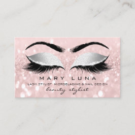 Tarjeta De Visita Artista de maquillaje cejas pestañas Purpurina gri