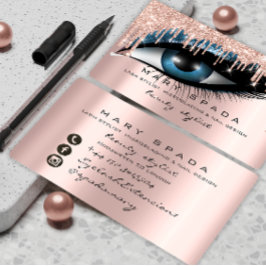 Tarjeta De Visita Artista de maquillaje cejas pestañas Purpurina ros