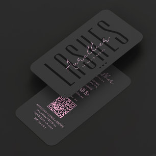 Tarjeta De Visita Artista de Maquillaje Cejas Pestañas Rosa Negro