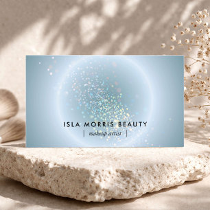 Tarjeta De Visita Artista de Maquillaje Celestial Glow Azul Polvorie