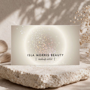 Tarjeta De Visita Artista de Maquillaje Celestial Glow Luxe Champagn
