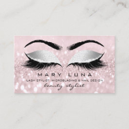 Tarjeta De Visita Artista de maquillaje ceño azota social gris rosad