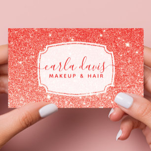 Tarjeta De Visita Artista de Maquillaje Chic Moderno con Ombre Rojo 