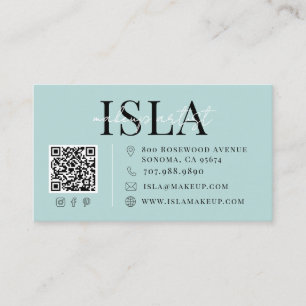 Tarjeta De Visita Artista de Maquillaje Código QR Azul