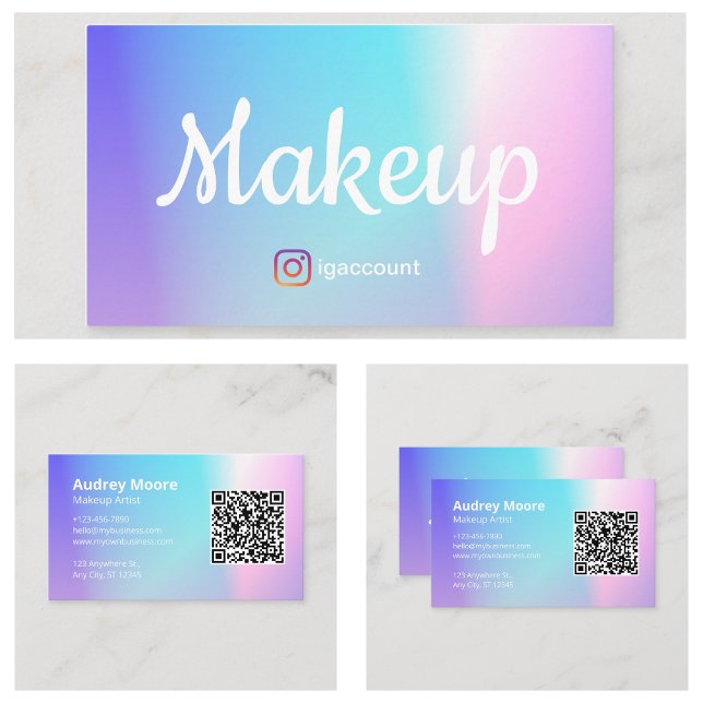 Tarjeta De Visita Artista de Maquillaje Código QR de Moda (QR Code Trendy Makeup Artist Business Card
)