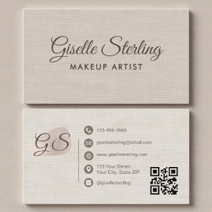 Tarjeta De Visita Artista de Maquillaje Código QR Elegante Moderno d