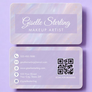 Tarjeta De Visita Artista de Maquillaje Código QR Iridescente Profes