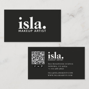Tarjeta De Visita Artista de Maquillaje Código QR Minimalista Modern