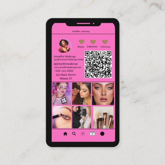 Tarjeta De Visita Artista de maquillaje Código QR moderno Grilla de  (Anverso)