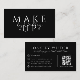 Tarjeta De Visita Artista de Maquillaje Código QR Negro