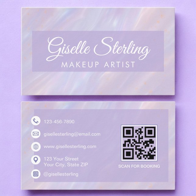 Tarjeta De Visita Artista de maquillaje Código QR Opal Pastel irland (Subido por el creador)