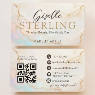 Tarjeta De Visita Artista de Maquillaje Código QR Opal Stone